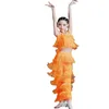 Stage Wear Filles Enfants Vêtements de danse latine Tango Samba Salsa Costumes Fringe Rumba Compétition Dancewear Costume pour enfants