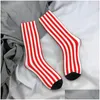 Calcetines para hombre Rayas verticales rojas y blancas Harajuku Medias de alta calidad Accesorios para todas las estaciones para hombre Mujer Regalos de Navidad Drop de Otopt