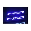 クロムスタイリングステンレススチールエクステリア照明ドアシルスカフプレート2009-2014 Ford Raptor F-150 F150ウェルカムペダルトリムCA OTDGN