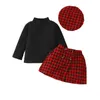 Kläderuppsättningar Mababy 6M-3y Christmas Born Infant Toddler Baby Girl kläder Knit långärmad toppar pläd kjolar hatt xmas outfits d05