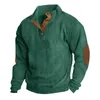 Men's Top 2024 New Spring and Autumn Season Men's Casual Standing Neck Spliced Long Sleeve Pit Corduroy Sweater