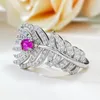 Choucong marca anéis de casamento feitos à mão jóias de luxo real 100% 925 prata esterlina corte oval esmeralda moissanite diamante pedras preciosas festa feminino anel de penas presente