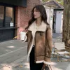 Cappotto giacca moto alla moda in pelle scamosciata e lana d'agnello integrata classica versione coreana per le donne 2024 Nuova pelliccia 6069