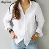 Women's T-Shirt Long Sle Ladies Tops Blouses Office Elegant Button Casual Cotton White Shirt Women Turn-down Collar Loose Blouse Women 3496 240311