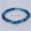 Beaded 8Mm Natural Stone Handmade Strands Charm Bracelets For Women Men Mom Elastic Bangle Yoga Jewelry Drop Delivery Dhwir