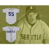 GDSir White 55 Danny McBride Kenny Powers Seattle Baseball Jersey Eastbound Ed