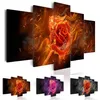 5 Pcs set Canvas Print for Home Decor Modern Room Wall Art Rose Picture Gift for Love Living Room or Bedroom Decor No Frame241S