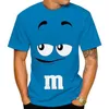 Homens camisetas Novo 2023 Engraçado M Ms Chocolate Bean Cartoon 3D Impresso T-shirt Unissex Casual Manga Curta T-shirt Moda Personalização Tops