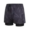 Homens Swimwear Homens Anti-embaraçoso Quick Dry Dupla Camada Swim Shorts com Cintura Elástica Slim Fit Troncos Impressos para Água
