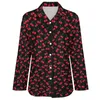 Blouses Femmes Cerises Jubilé Blouse Femmes Fruits Rouges Imprimer Rue Mode Lâche Automne Manches Longues Chemise Cool Vêtements Personnalisés