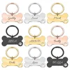 Personalized Pet Dog ID Tag Keychain Engraved Name For Cat Puppy Collar Pendant Keyring Bone Accessories Tag ID Card246d