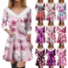 Casual Dresses Women's Fashion V-ringning Slim Dress Valentine's Day Love Printed Long Sleeve Min Winter Vestidos de Gala Mujer