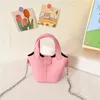 Moda Bambini borse a secchiello per bambini colore caramella borsa a tracolla in pelle PU ragazze catena di metalli spalla singola Cestino di verdure Z7089