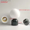 Lamps Shades Nordic bedroom Glass ball table lamp luxury marble bedside decor small table lamp modern living room study reading desk lamp L240311