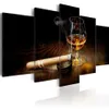 Wall Art Canvas Painting 5 Pieces Grey Black Brown Cigars and Wine Modern Home Decoration Bar Restaurant Decoration Painting Choo307W