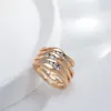 Cluster Rings Kinel Unique Creative 585 Rose Gold Women Micro-wax Inlay Natural Zircon Geometry Modern Party Fashion Jewelry