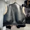 Kvinnors västar LKSK 2024 Spring Autumn Tank Top Integrated Sleeveless Leather Coat Motorcykel Avancerad retro dragkedja