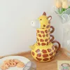 Kubki z kreskówki Giraffe Tea Zestaw dla dzieci Prezent z 2 filiżankami filtru i pokrywki dla chłopców dziewczyna kawa kubek piesze pikniki stołowe biuro domowe