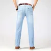 Jeans dritti da uomo d'affari primaverili e autunnali Pantaloni casual elasticizzati alla moda Leggeri Slim Azzurri 240305