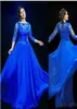 Royal Blue Sheer aftonklänningar med 3 4 Lång ärm Formella fest Långa promklänningar plus storlek klänning plus storlek special tillfälle Dres7917703