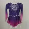 LIUHUO Customize Colors Figure Skating Dress Girls Teens Ice Skating Dance Skirt Quality Crystals Stretchy Spandex Dancewear Ballet Performance Purple