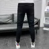 Mens Jeans Designer Hot Diamond Print Broken Hole Net Red Slim Fit Feet Korean Fashion Märke Blue Nine Points Autumn New M2MI