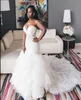 Vintage Trumpet Mermaid Wedding Dresses Sweetheart Lace Bodice Sweetheart Neck Organza Layered Ruffles Plus Size Bridal Gowns1543554