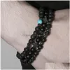 Perlen 6 mm natürlicher Lavastein, handgefertigt, Kreuz, Perlenstränge, Charm-Armbänder, Party, Club, elastischer Sportschmuck für Männer, Drop-Lieferung J Dholb