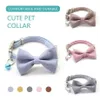 Adjustable Dog Collars Bowtie With Cute Bow Bells Durable Soft Comfortable Cat Collars For Small Medium Dogs Cats Accessories211d