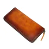 Plånböcker äkta läder unisex långa plånbok handgjorda handväska