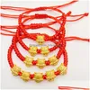Bracelets de charme à la main tressé style chinois chaîne rouge dragon perlé protection santé bonheur bonheur bijoux d'anniversaire goutte livraison Dhnpw
