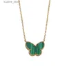 Colliers avec pendentif Double face en nacre verte et blanche pour femmes, or 18 carats, doux papillon, collier ras du cou de luxe de styliste, bijoux L240311