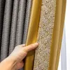 Curtain & Drapes Custom High Quality Modern Simplicity Embroidery Splicing Silk Gray Lace Gold Blackout Valance Tulle Panel M1166347O