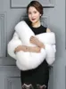 Haining – cape châle épaisse pour femme, robe de mariée Cheongsam, en peau de renard, manteau de vison, nouvelle collection 2023, 4260