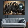 Tier-Wandkunst, Gemälde, Poster und Drucke von drei lustigen Affen, Kunstbilder, Druck auf Leinwand für Wohnzimmer, Heimdekoration, 213 g