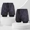 Homens Swimwear Homens Anti-embaraçoso Quick Dry Dupla Camada Swim Shorts com Cintura Elástica Slim Fit Troncos Impressos para Água