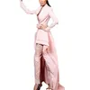 Pink Women Evening Formal Jumpsuits Arabiska eleganta klänningar bär spetsbyxor kostymer med fönsterlång ärms prom jumpsuit -festklänningar svep gg