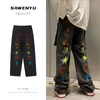 Heren Jeans Geborduurd High Street Hip Hop Retro Casual Oversized Broek Mode Vaqueros Namorados Streetwear Mannen Koreaanse