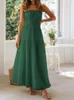 Casual Dresses Summer Women Maxi Dress Off Shoulder Strapless A-Line Long High Waist Ruffle Vacation Sundress Vestidos Mujer Robes