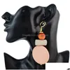 Fascino della boemia resina rotonda perline di legno dichiarazione orecchino a bottone per gioielli di moda orecchini consegna goccia Dhgarden Dh0R9