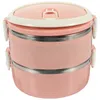 Dinnerware Double Layer Insulated Lunch Box Office Bento Container Holder Convenient Silica Gel