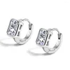 Stud Earrings Karachi Korean Version S925 Pure Silver Ear Studs With Women's Inlaid Zircon Insets Style Personalized Buckle Design