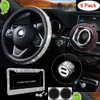 Andere interieuraccessoires Nieuw 6-pack Bling-autoaccessoireset Diamond Steering Wheel Er Kentekenplaatframe USB-oplader Crystal Cup Dhipa