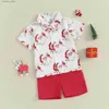 T-shirts ma baby 1-5Y Christmas Toddler Baby Kid Boy Clothes Sets Infant Xmas Outfits Santa Print Shirt Tops Shorts Clothing D05 L240311