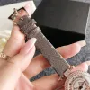 2024 Fashion Full Brand Wrist Watches Women Girl Diamond Rotatable Dial Style Leather Strap Quartz Luxury Clock L 101