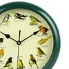 Horloges murales 10 pouces chantant horloge d'oiseau sauvage cadre vert à piles pour chambre à coucher