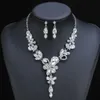 Diamond Bride Necklace Earring Set för bankett och parti överdrivna modeklänningstillbehör