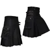 Men's Pants Pleated Skirt For Mens Fashion Casual Scottish Style Solid Skirts With Pocket Ruched Retro Clothing Man Outdoor Ropa Hombre