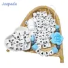 Joepada 100 pièces alphabet anglais perles de dentition en Silicone un gratuit pour la fabrication de bijoux pour bébé collier jouet de dentition 240226