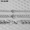 Link Bracelets ICAM 3-11mm Men's Silver Stainless Steel Curb Cuban Chain For Men Women Wholesale Jewelry Gift
